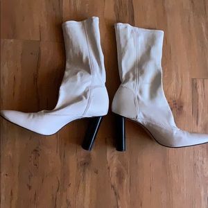 White leather boots
